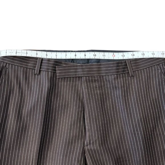 Brown Striped Wool-Cashmere Suit w/ Wide Leg Pants - Ralph Lauren (Black Label) - Picture 12 of 16